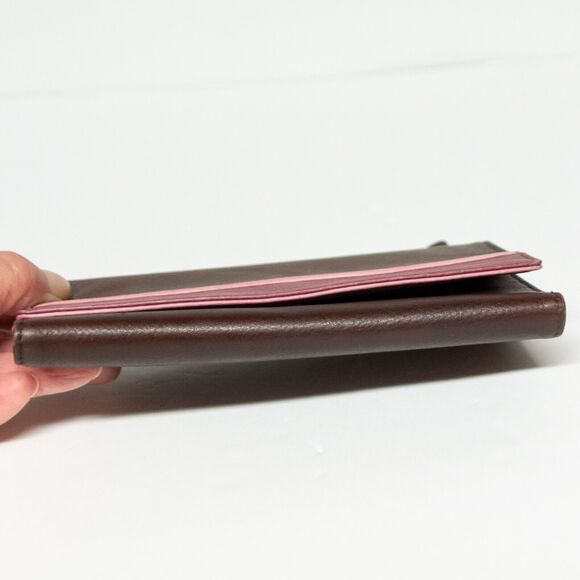 Large Trifold Cowhide Leather Wallet OSGOODE MARLEY Brown Expresso RDIF Lined - Picture 4 of 5